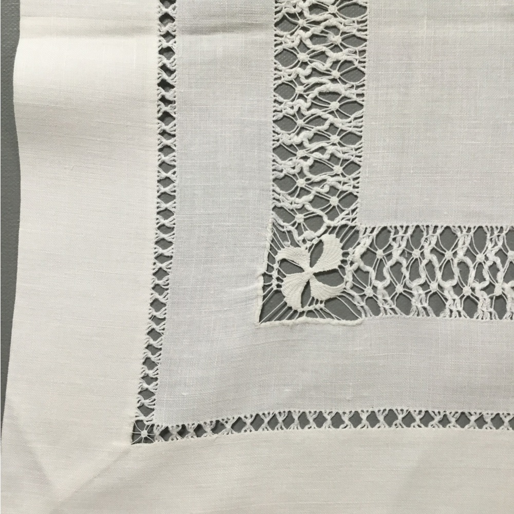 Vintage Linen Drawn Work Luncheon Tablecloth